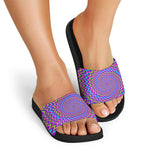 Dizzy Spiral Moving Optical Illusion Black Slide Sandals
