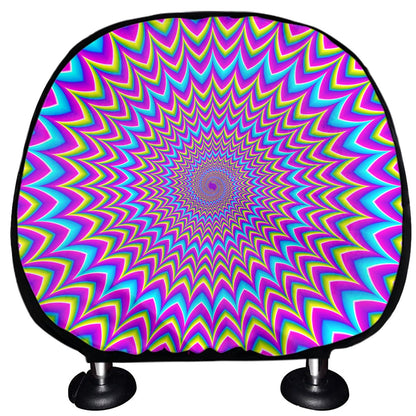 Dizzy Spiral Moving Optical Illusion Car Headrest Covers