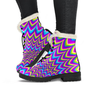 Dizzy Spiral Moving Optical Illusion Comfy Boots GearFrost