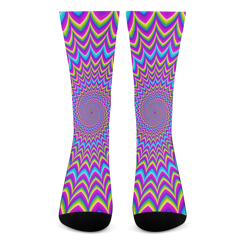 Dizzy Spiral Moving Optical Illusion Crew Socks