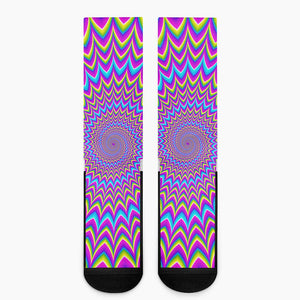 Dizzy Spiral Moving Optical Illusion Crew Socks