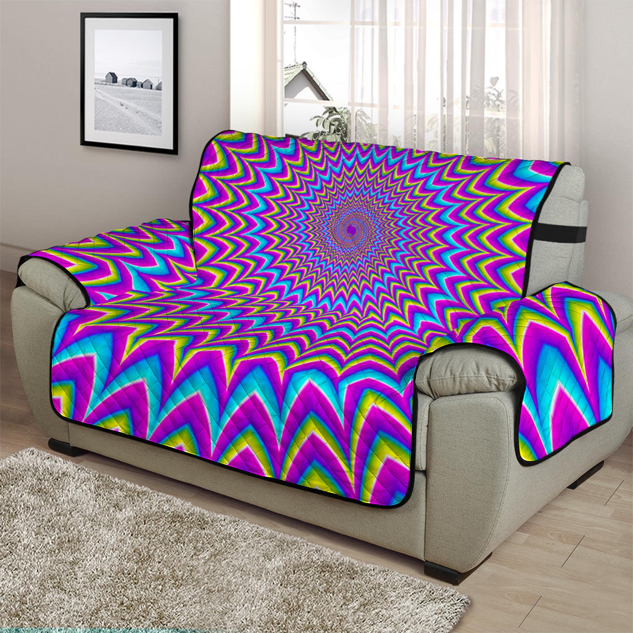 Dizzy Spiral Moving Optical Illusion Half Sofa Protector