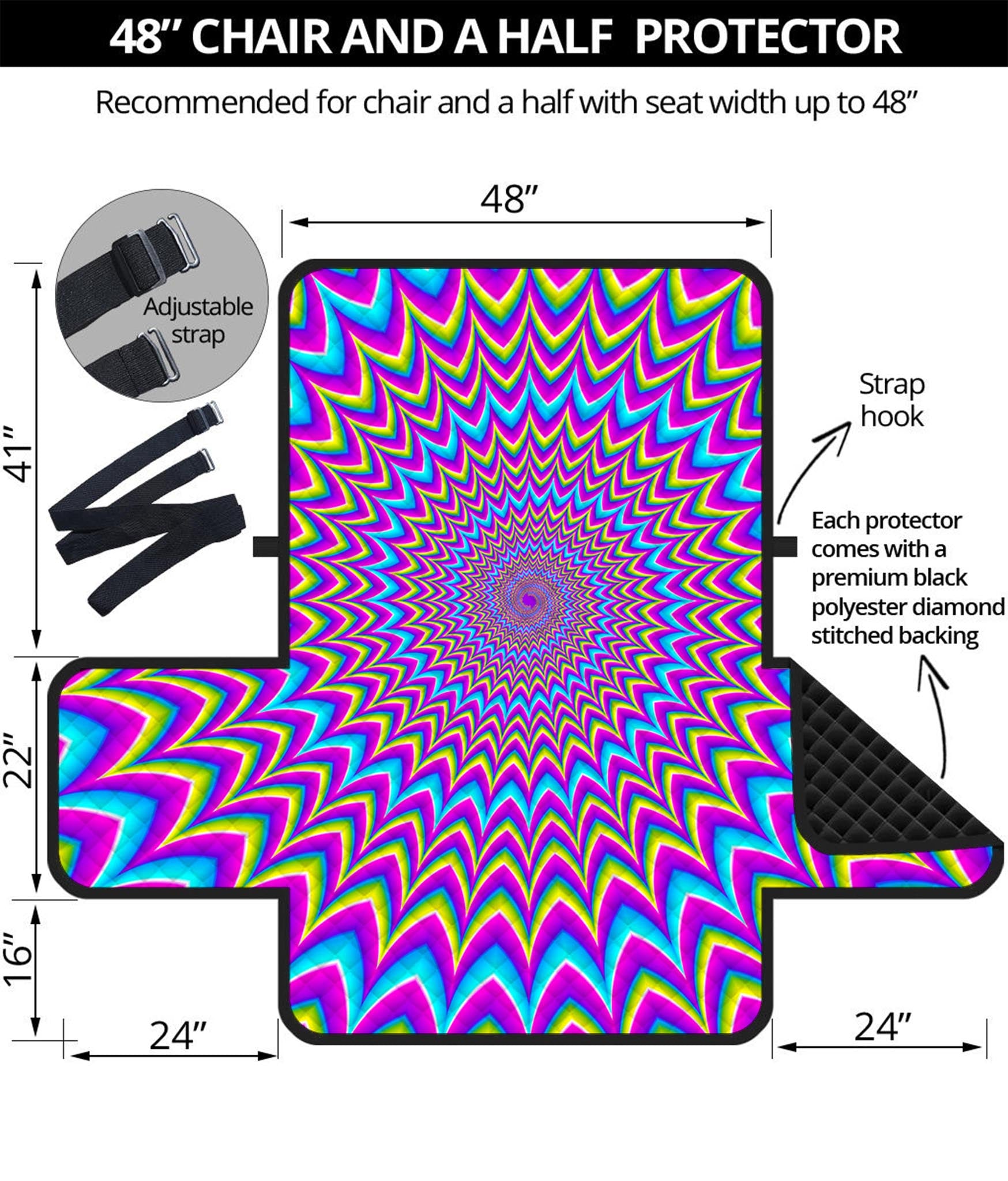 Dizzy Spiral Moving Optical Illusion Half Sofa Protector