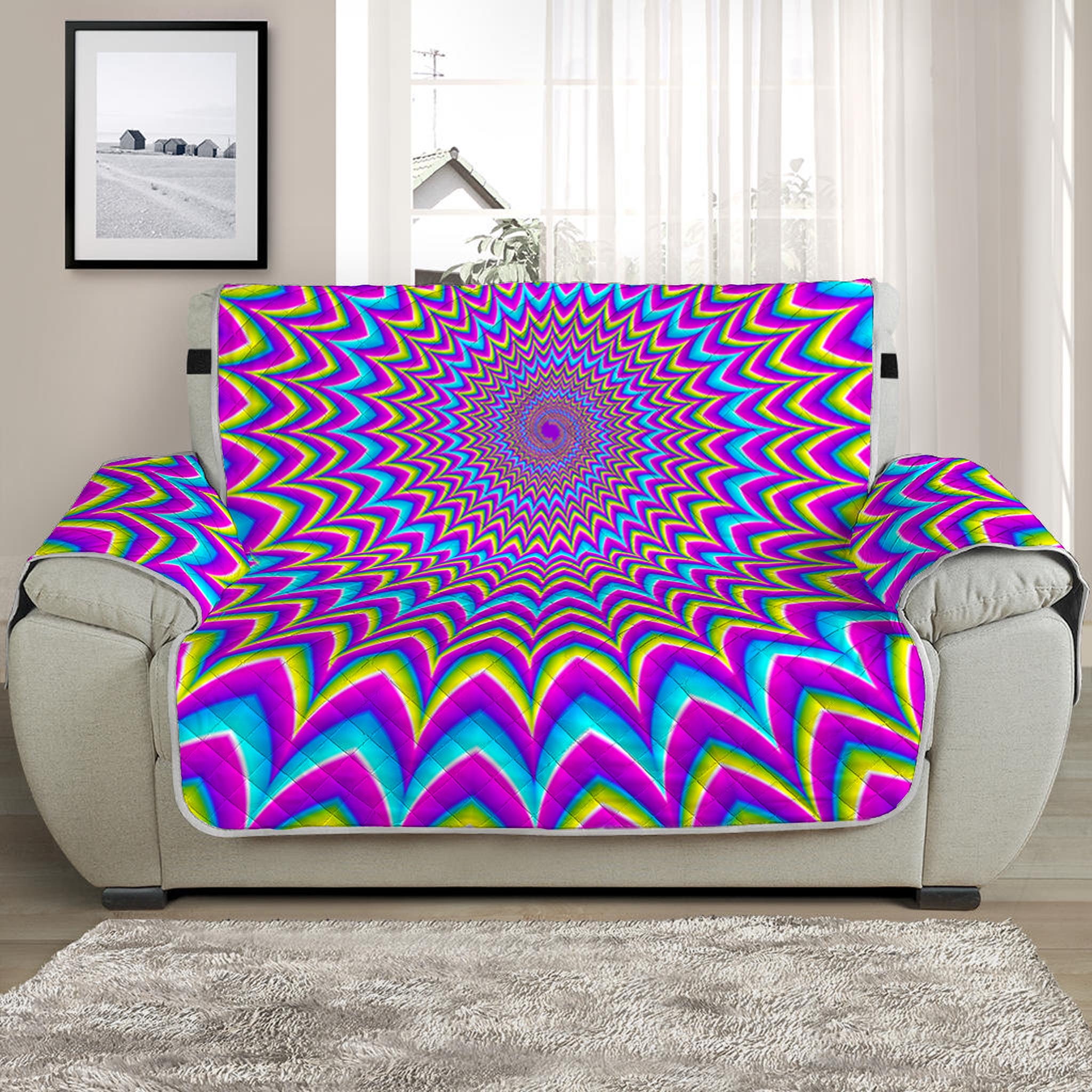 Dizzy Spiral Moving Optical Illusion Half Sofa Protector