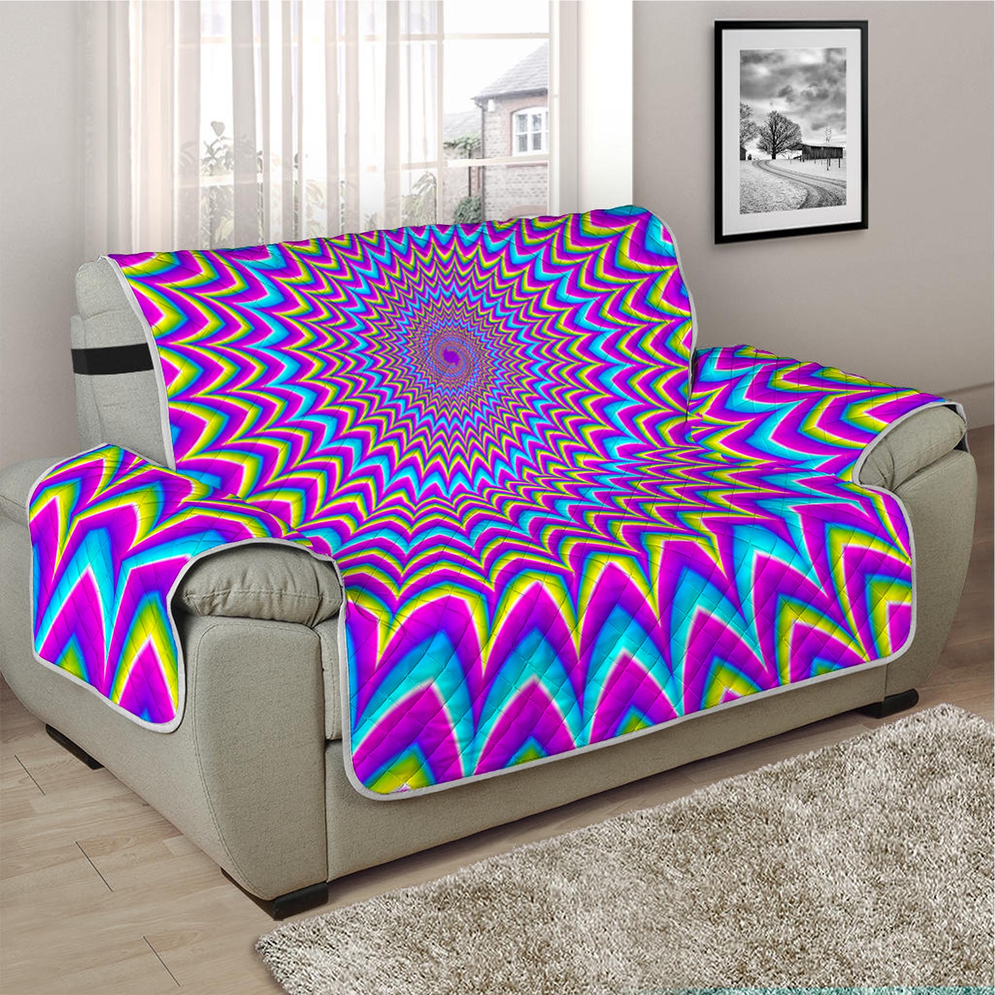 Dizzy Spiral Moving Optical Illusion Half Sofa Protector