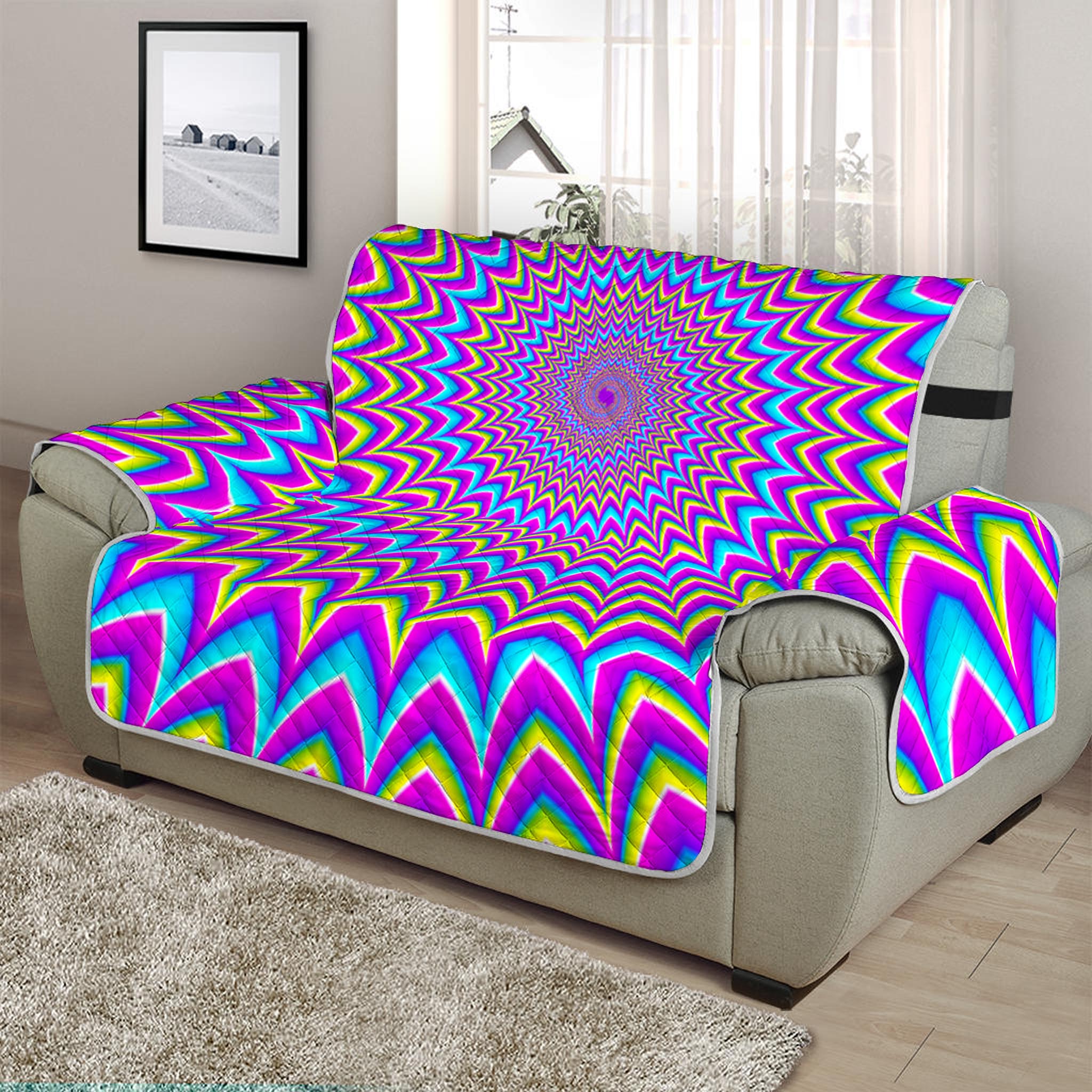 Dizzy Spiral Moving Optical Illusion Half Sofa Protector