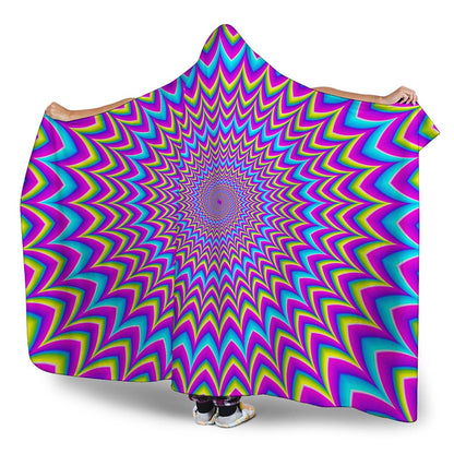 Dizzy Spiral Moving Optical Illusion Hooded Blanket