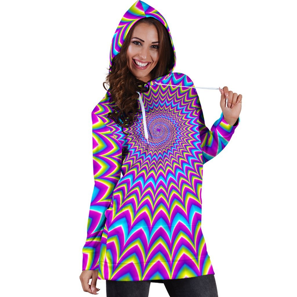 Dizzy Spiral Moving Optical Illusion Hoodie Dress GearFrost