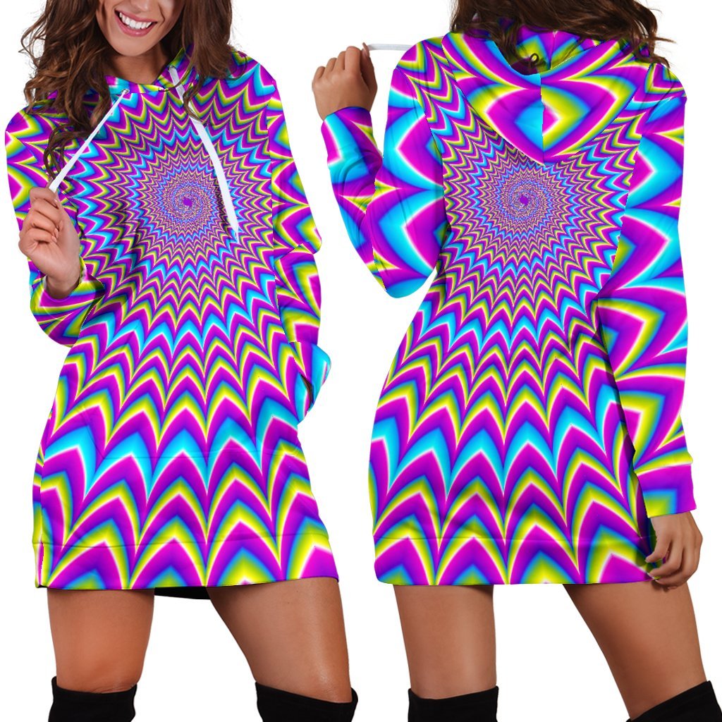 Dizzy Spiral Moving Optical Illusion Hoodie Dress GearFrost