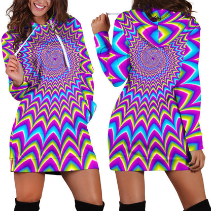Dizzy Spiral Moving Optical Illusion Hoodie Dress GearFrost