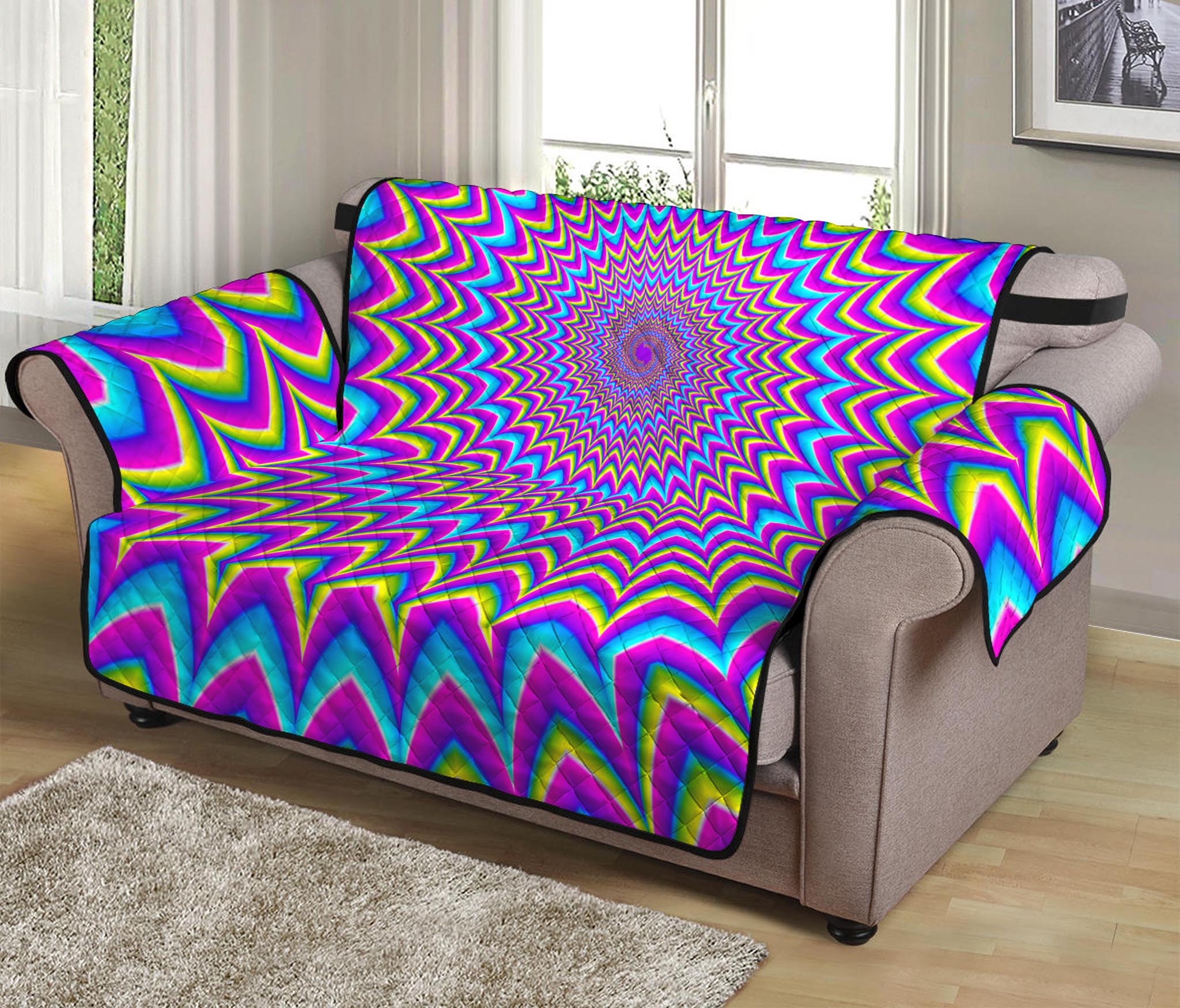 Dizzy Spiral Moving Optical Illusion Loveseat Protector