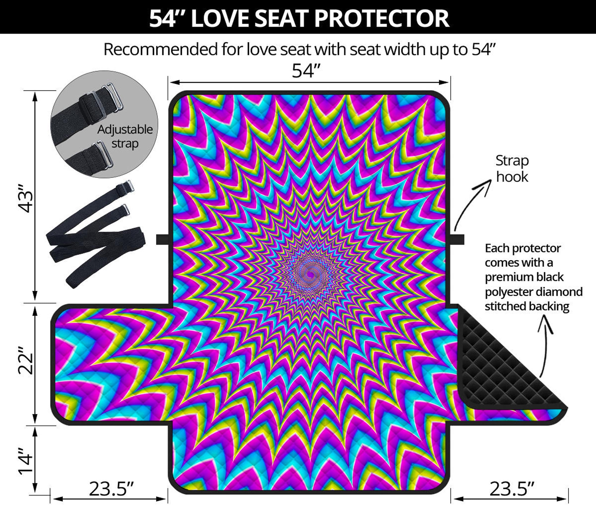 Dizzy Spiral Moving Optical Illusion Loveseat Protector