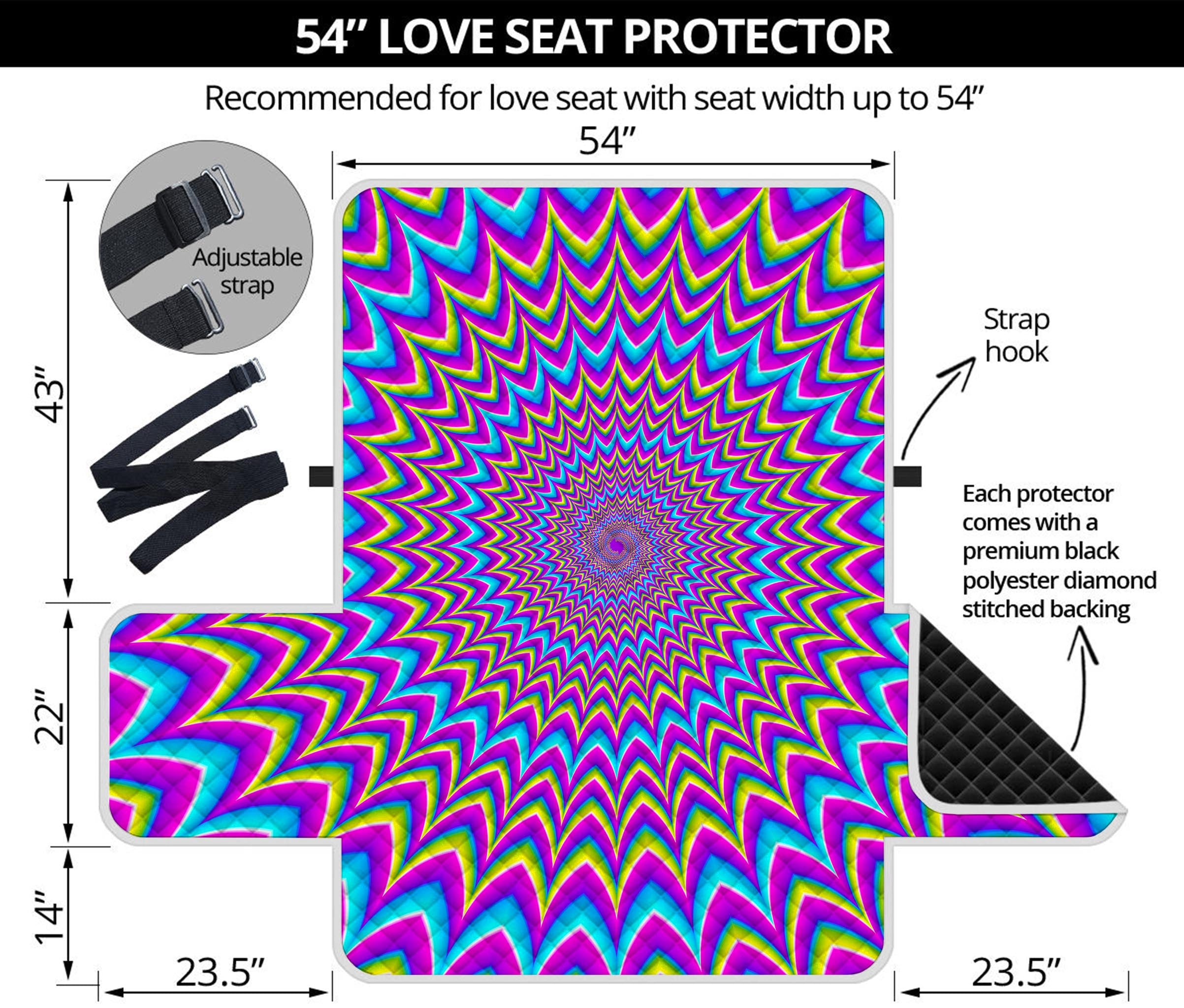 Dizzy Spiral Moving Optical Illusion Loveseat Protector