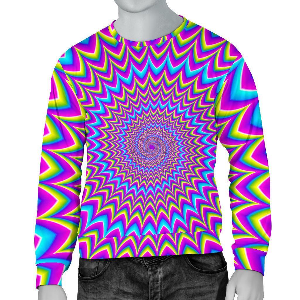 Dizzy Spiral Moving Optical Illusion Men's Crewneck Sweatshirt GearFrost