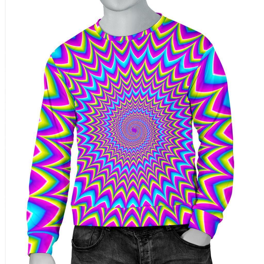 Dizzy Spiral Moving Optical Illusion Men's Crewneck Sweatshirt GearFrost