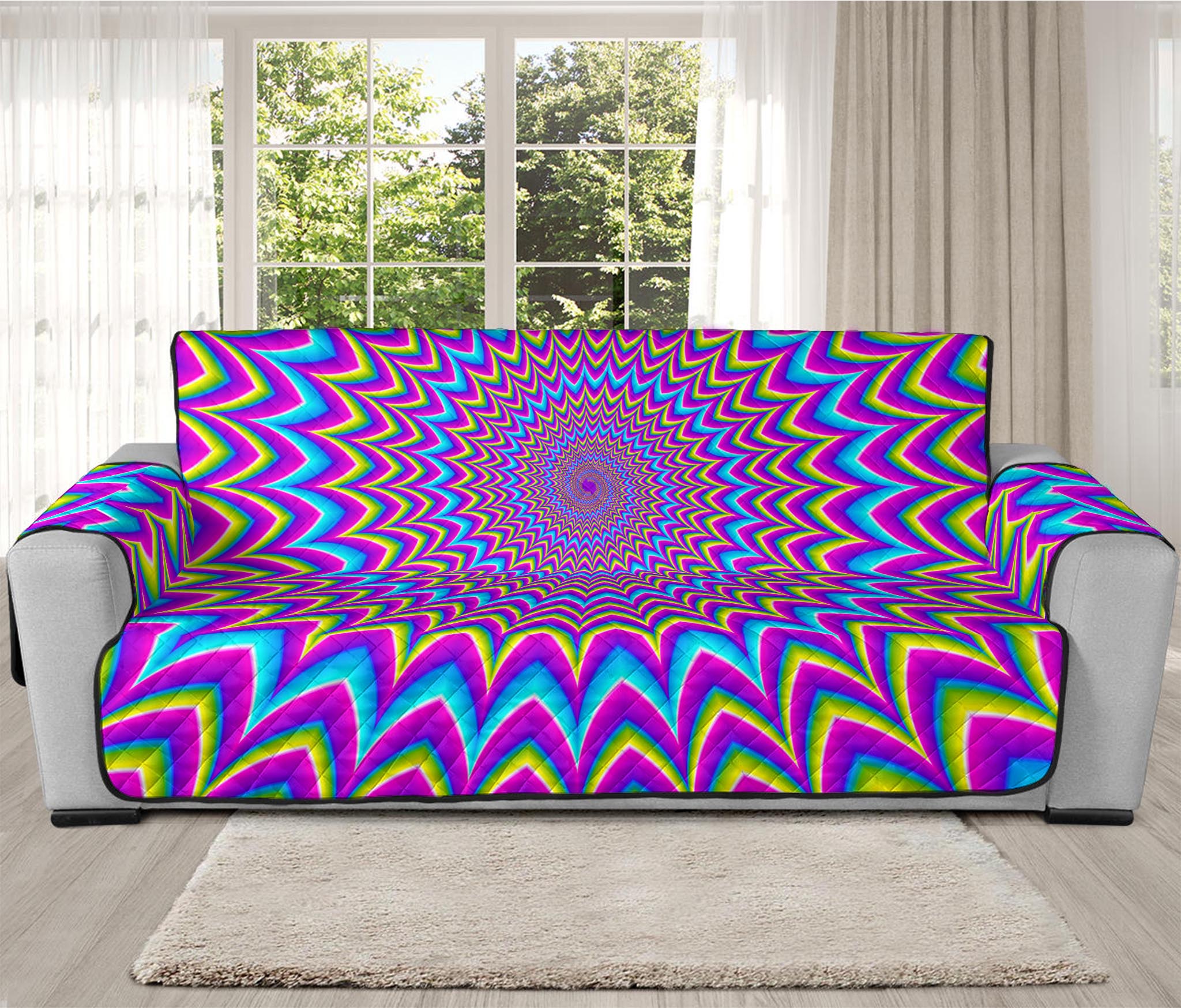 Dizzy Spiral Moving Optical Illusion Oversized Sofa Protector