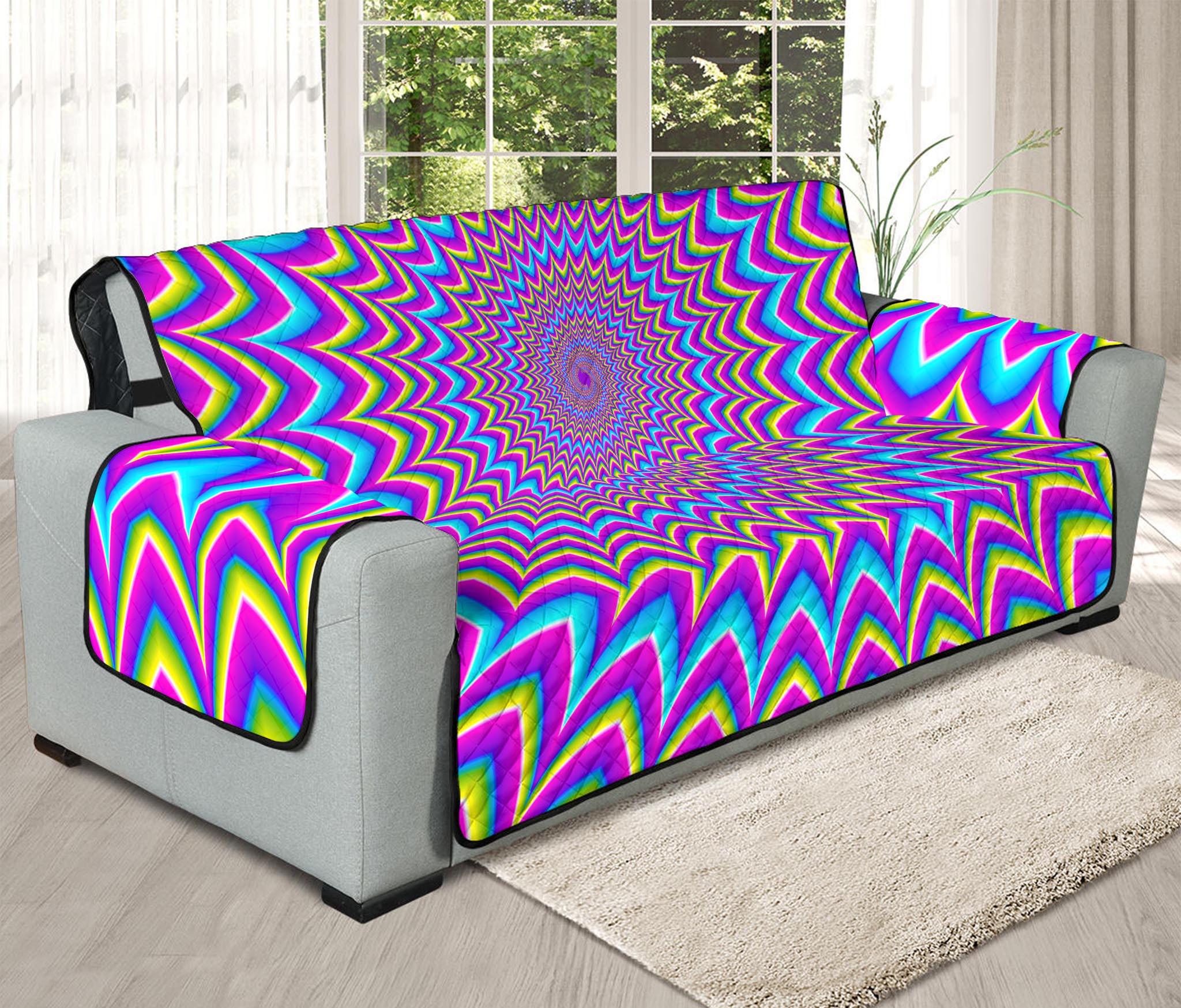 Dizzy Spiral Moving Optical Illusion Oversized Sofa Protector