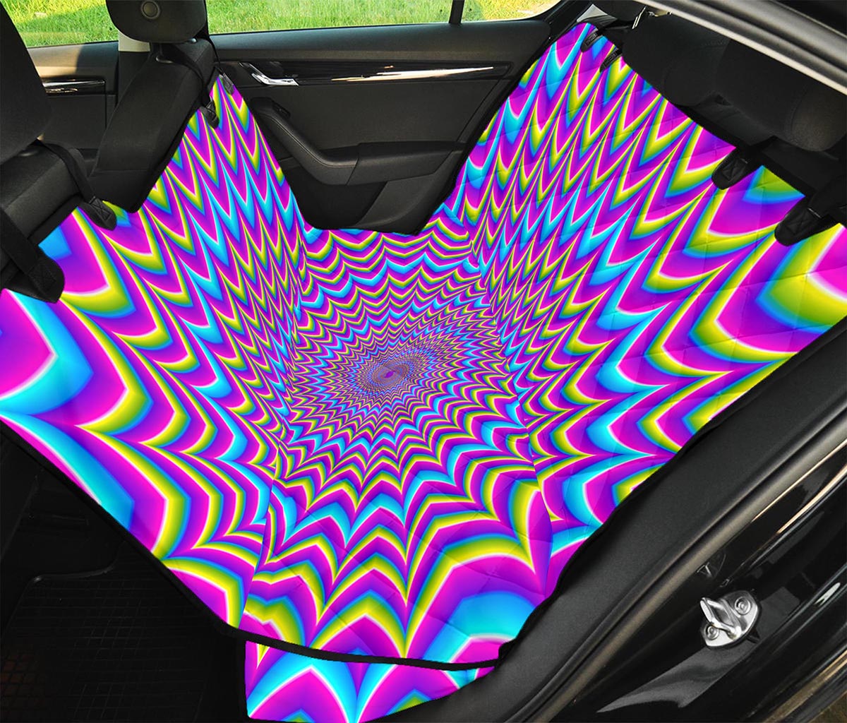 Dizzy Spiral Moving Optical Illusion Pet Car Back Seat Cover