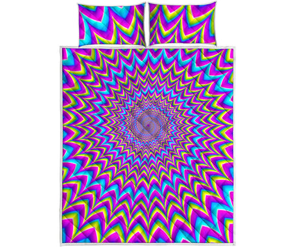 Dizzy Spiral Moving Optical Illusion Quilt Bed Set