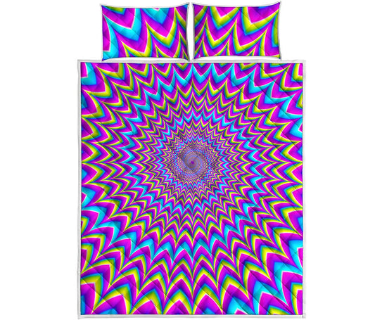 Dizzy Spiral Moving Optical Illusion Quilt Bed Set