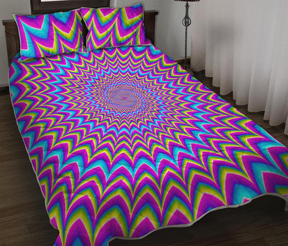 Dizzy Spiral Moving Optical Illusion Quilt Bed Set