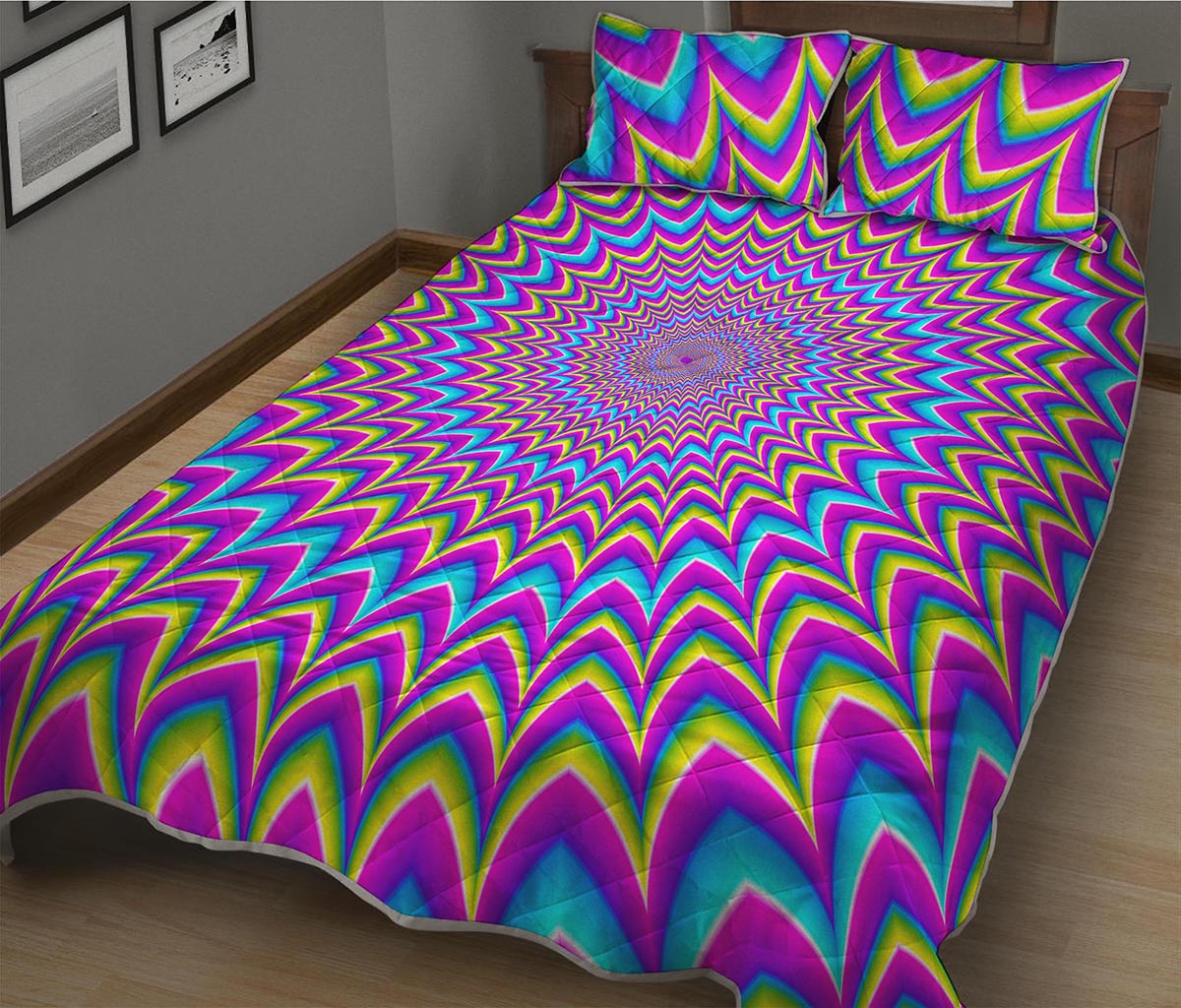 Dizzy Spiral Moving Optical Illusion Quilt Bed Set