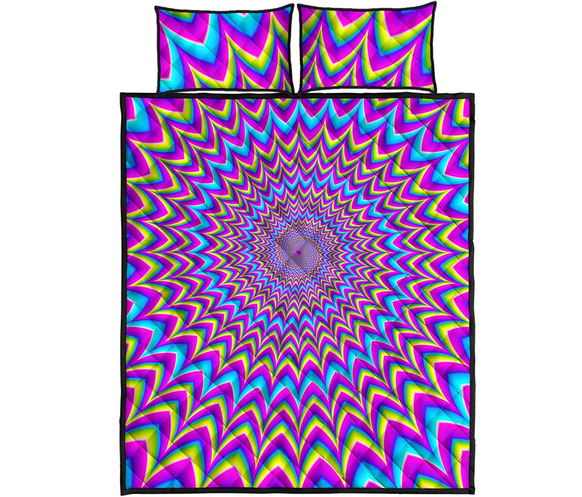 Dizzy Spiral Moving Optical Illusion Quilt Bed Set