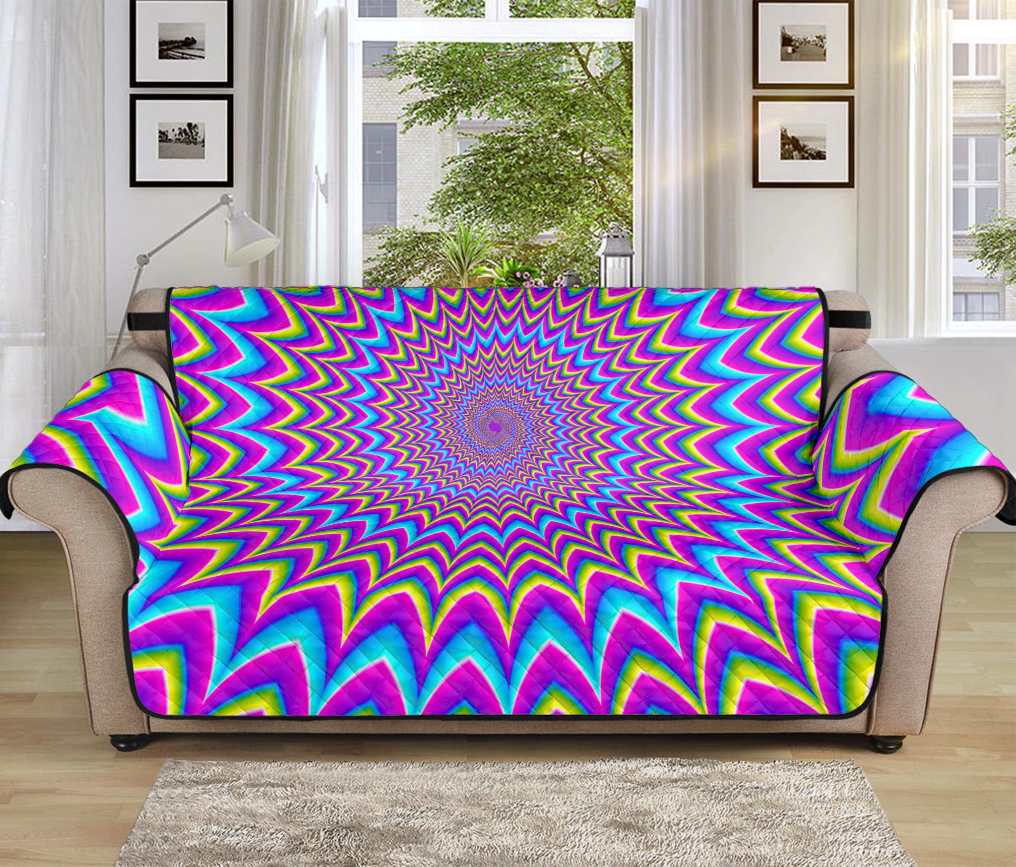 Dizzy Spiral Moving Optical Illusion Sofa Protector