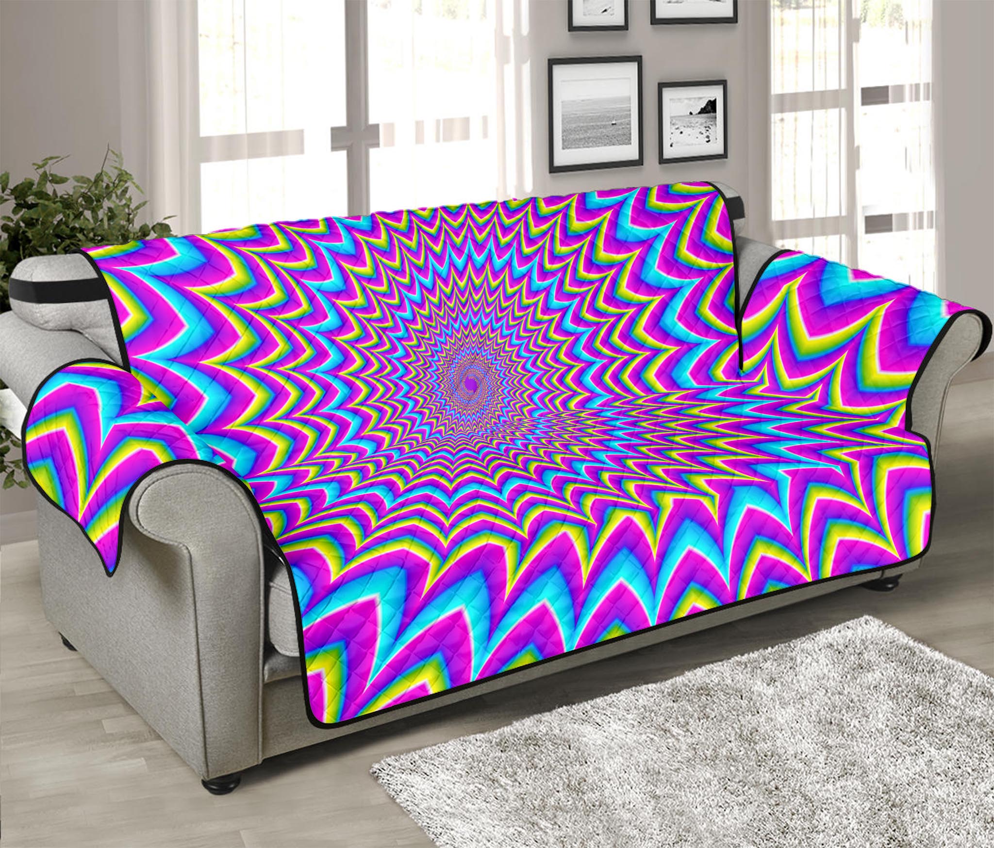 Dizzy Spiral Moving Optical Illusion Sofa Protector