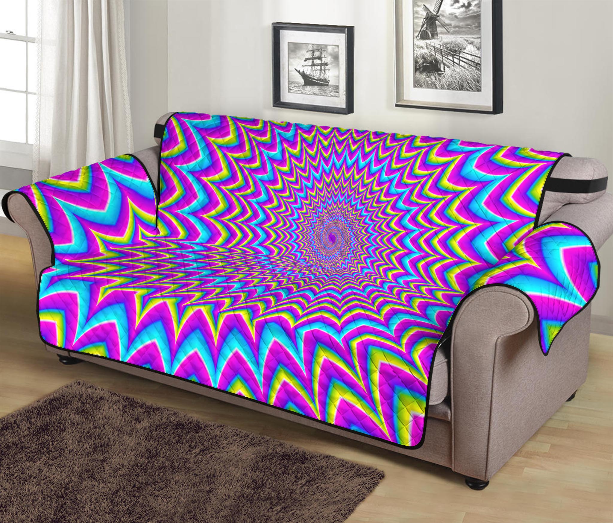 Dizzy Spiral Moving Optical Illusion Sofa Protector