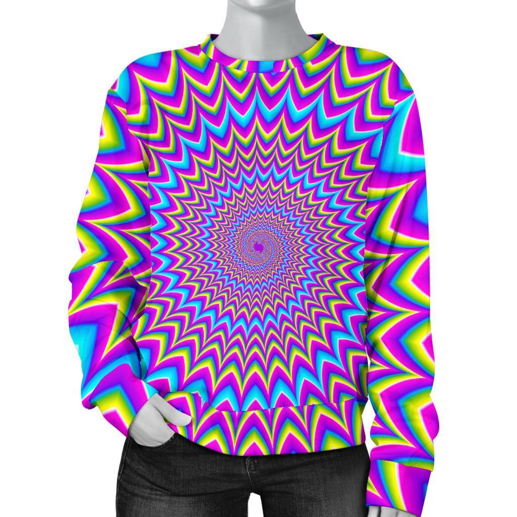 Dizzy Spiral Moving Optical Illusion Women's Crewneck Sweatshirt GearFrost
