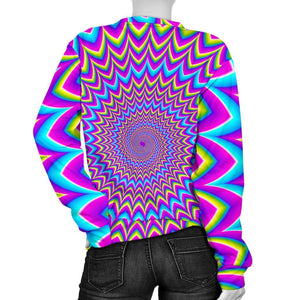 Dizzy Spiral Moving Optical Illusion Women's Crewneck Sweatshirt GearFrost