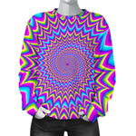 Dizzy Spiral Moving Optical Illusion Women's Crewneck Sweatshirt GearFrost