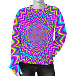 Dizzy Spiral Moving Optical Illusion Women's Crewneck Sweatshirt GearFrost