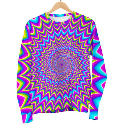 Dizzy Spiral Moving Optical Illusion Women's Crewneck Sweatshirt GearFrost