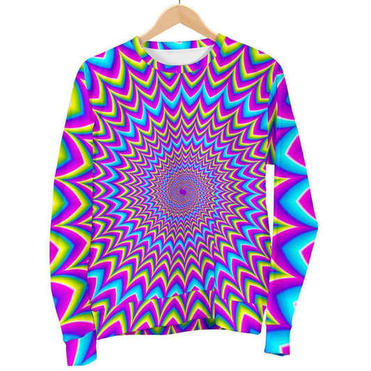 Dizzy Spiral Moving Optical Illusion Women's Crewneck Sweatshirt GearFrost