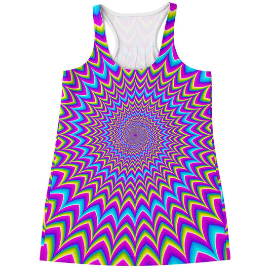 Dizzy Spiral Moving Optical Illusion Women's Racerback Tank Top