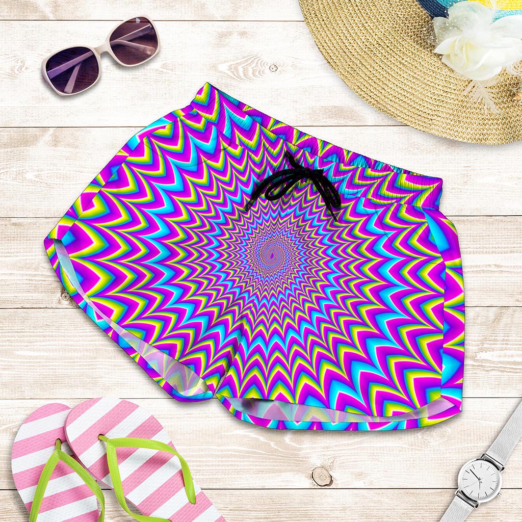 Dizzy Spiral Moving Optical Illusion Women's Shorts