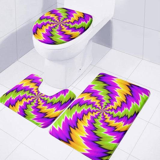 Dizzy Vortex Moving Optical Illusion 3 Piece Bath Mat Set