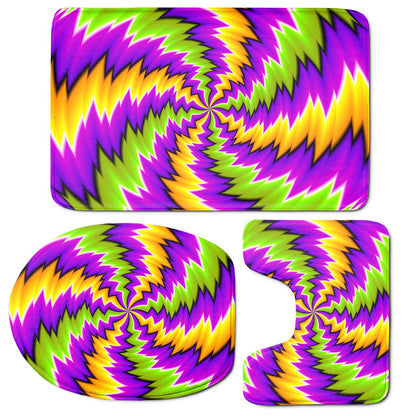 Dizzy Vortex Moving Optical Illusion 3 Piece Bath Mat Set