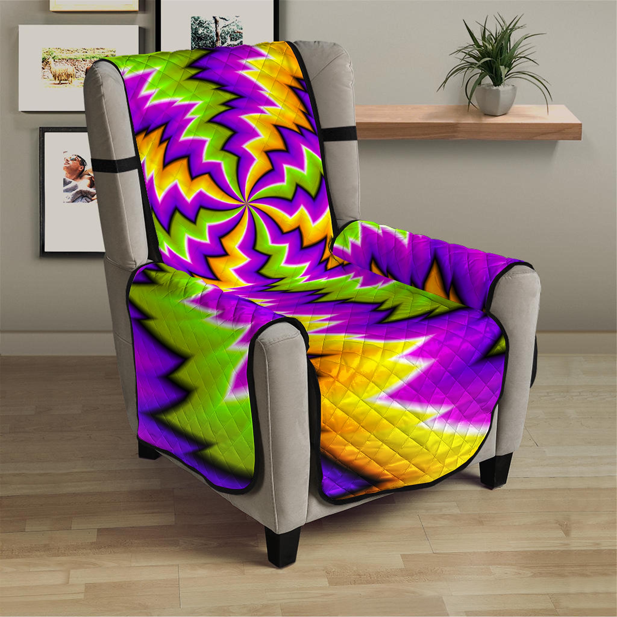 Dizzy Vortex Moving Optical Illusion Armchair Protector