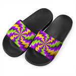 Dizzy Vortex Moving Optical Illusion Black Slide Sandals