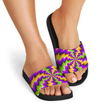 Dizzy Vortex Moving Optical Illusion Black Slide Sandals