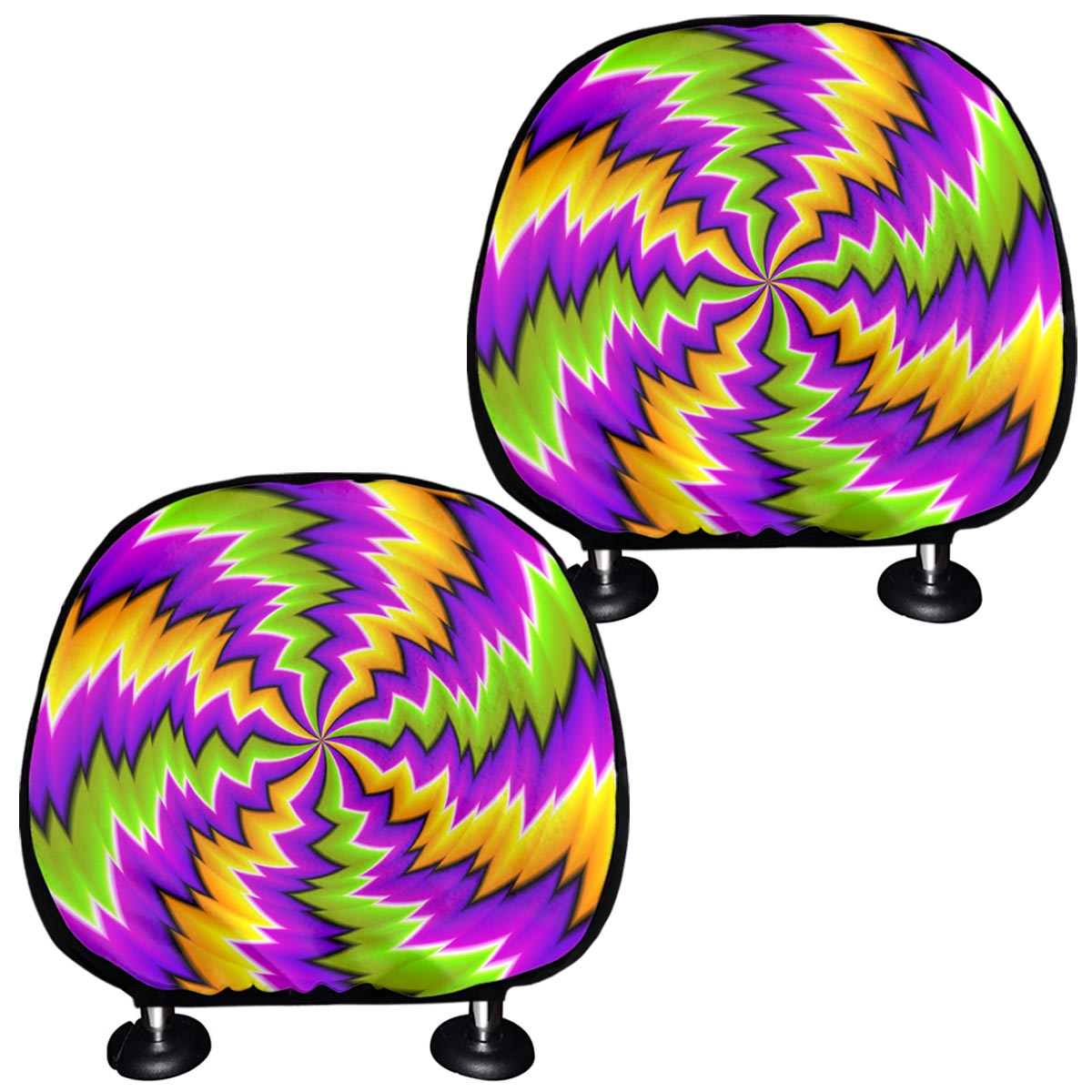 Dizzy Vortex Moving Optical Illusion Car Headrest Covers