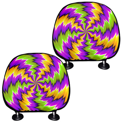 Dizzy Vortex Moving Optical Illusion Car Headrest Covers