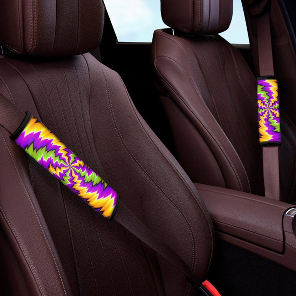 Dizzy Vortex Moving Optical Illusion Car Seat Belt Covers