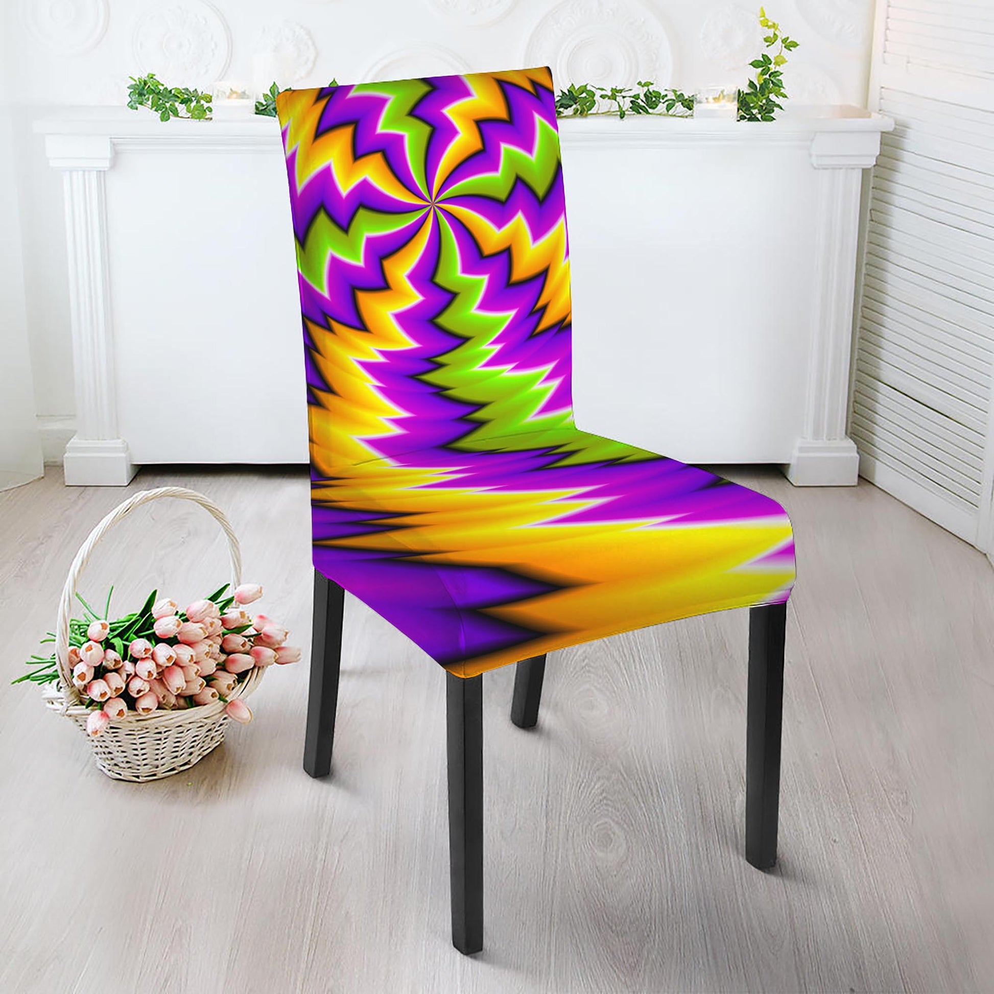 Dizzy Vortex Moving Optical Illusion Dining Chair Slipcover