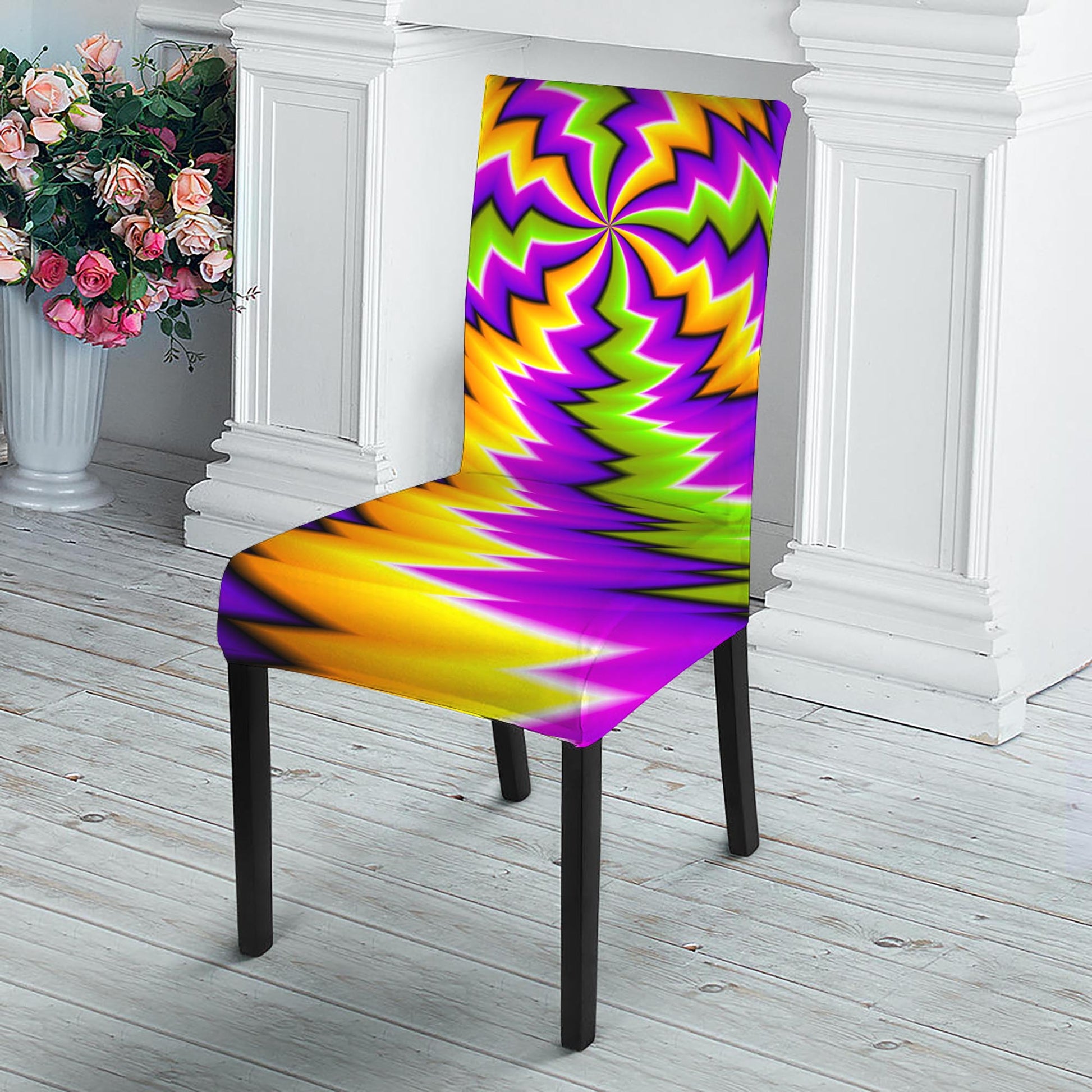Dizzy Vortex Moving Optical Illusion Dining Chair Slipcover