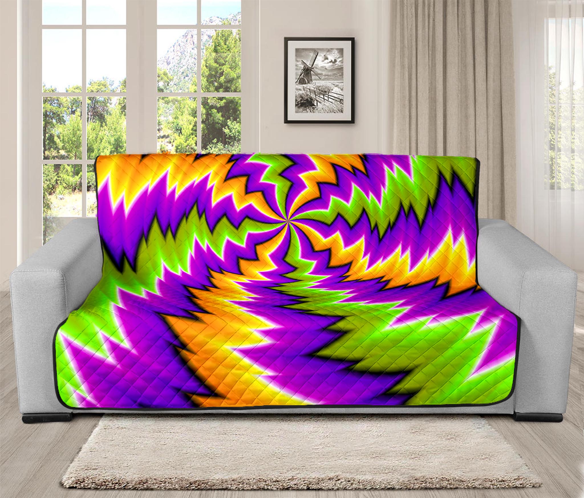 Dizzy Vortex Moving Optical Illusion Futon Protector