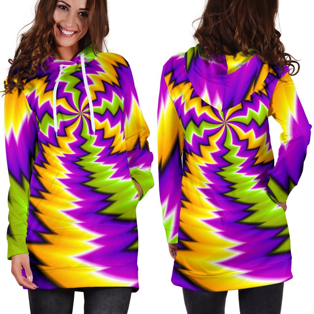 Dizzy Vortex Moving Optical Illusion Hoodie Dress GearFrost